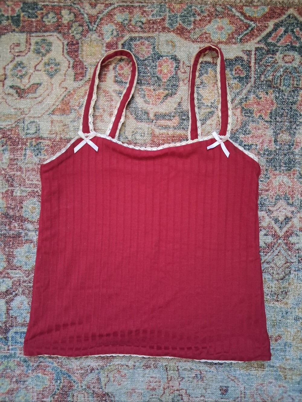 Lace Trim Ribbon Camisole